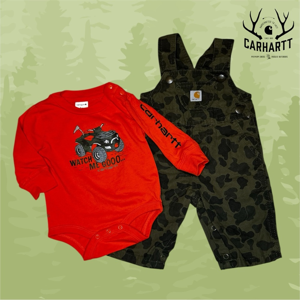 Carhartt Infant Bodysuit & Camo Shortall Set